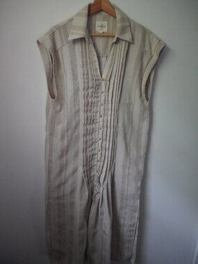 Umgee Cotton Linen Blend Tan Midi Dress Size Large